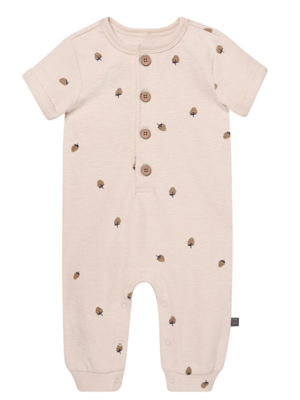 Modern Moments by Gerber Baby Boy Short Sleeve Henley Romper, Tan, Size 18m